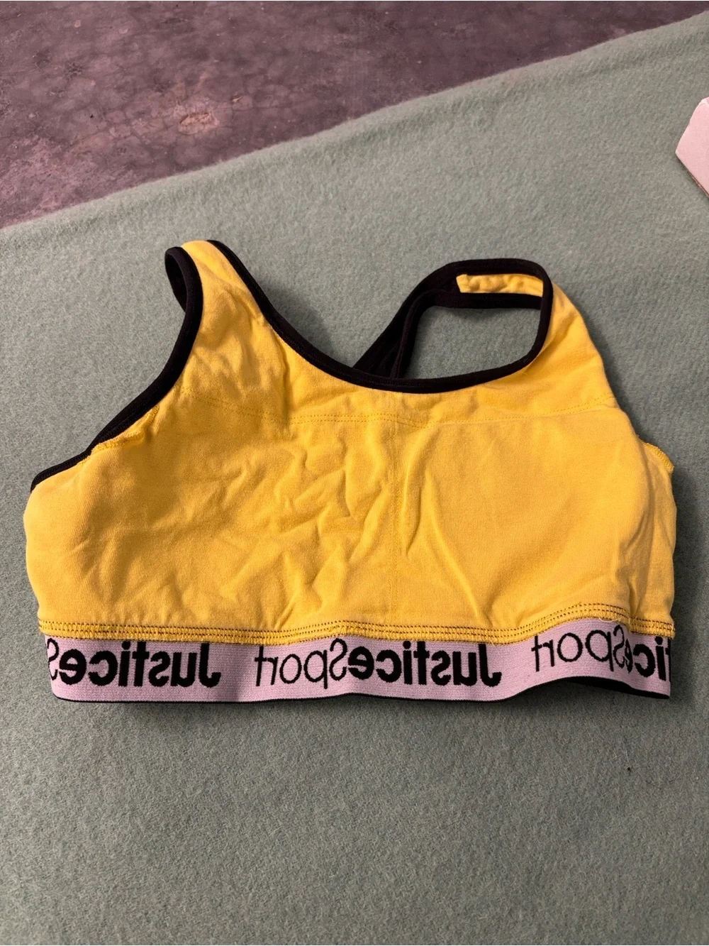 Justice Sport Girls' Yellow Daisy & Black Patterned Active Sports Bras - 2-Pack
